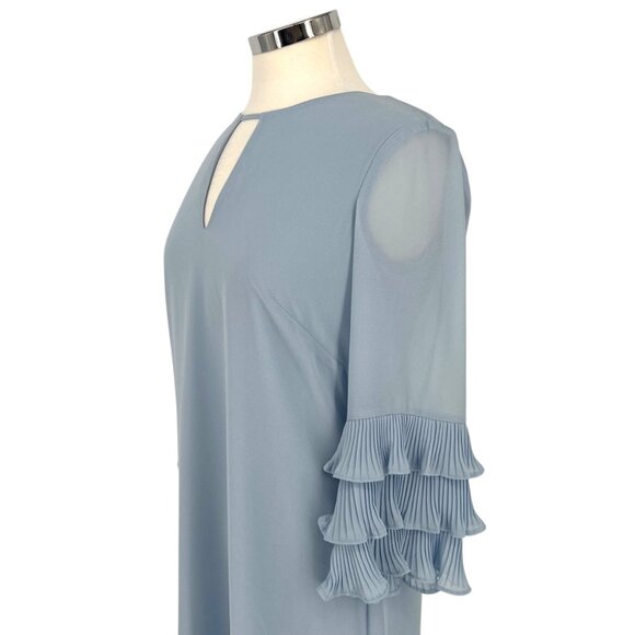 Vince Camuto Ruffle Sleeve Shift Dress Keyhole Back Light Blue Size 2 - Picture 5 of 11